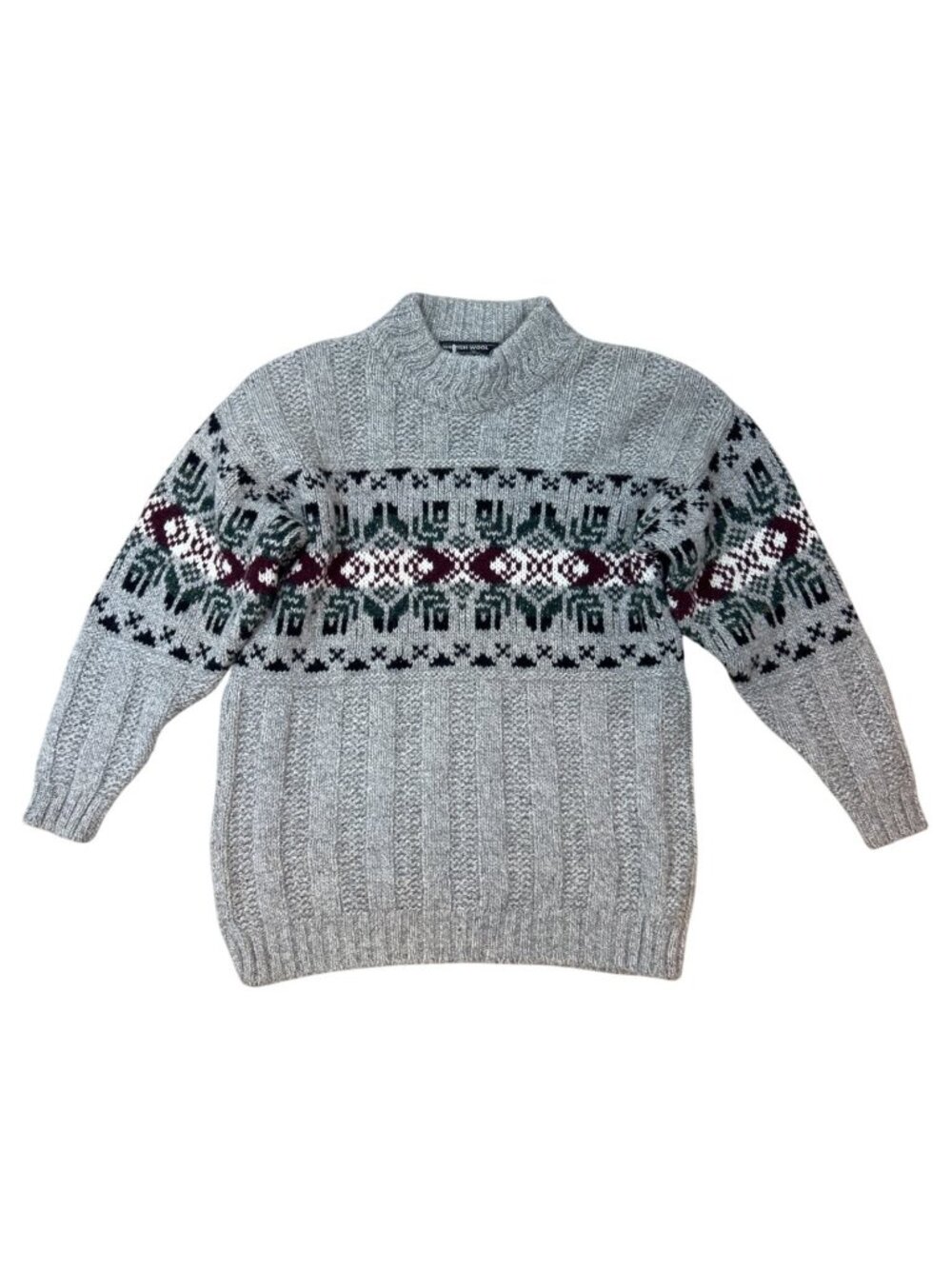 NWOT Esk Valley British Wool Sweater Womens P/S Fair Isle Cable Knit Cottagecore